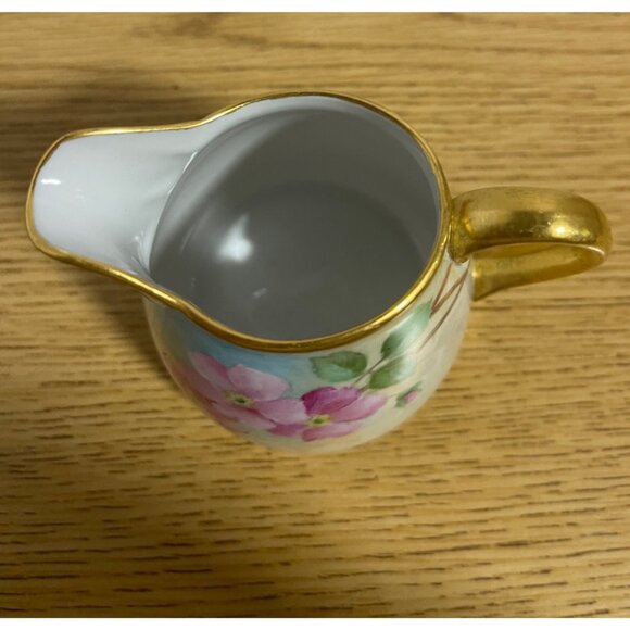 Hand-Painted Nippon Creamer Pink Floral Design Gold Accents Porcelain Vintage - Picture 5 of 10